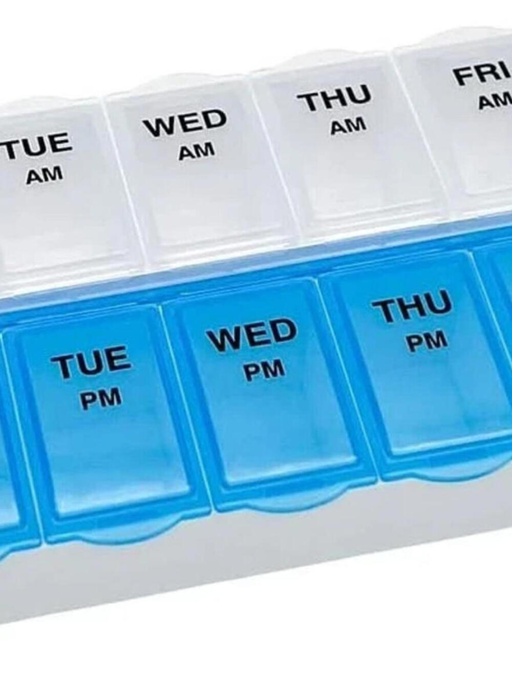 **Amazon Basic Care (7-Day) AM/PM Pill Organizer LRG Compartment Blue/Clear Lids